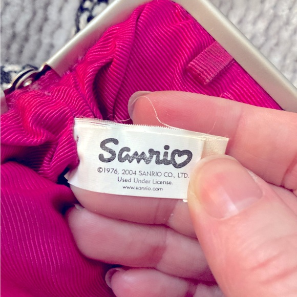 Y2K Hello Kitty Sanrio Houndstooth Mini Purse Vintage Pink Flower Wool Blend - Picture 6 of 7